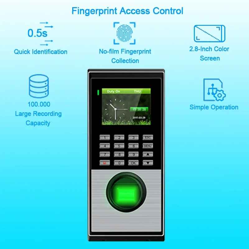 Biometric Time Attendance System Rfid Door Access Control Office Employee Fingerprint Device