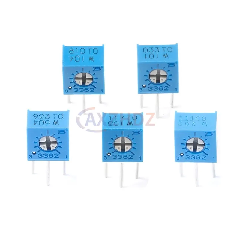10 個トリムポットトリマーポテンショメータ 3362 3362W 50 100 200 500 オーム 1K 2K 5K 10K 20K 50K 100K 200K 500K 1M オーム 103 100R 200R 500R