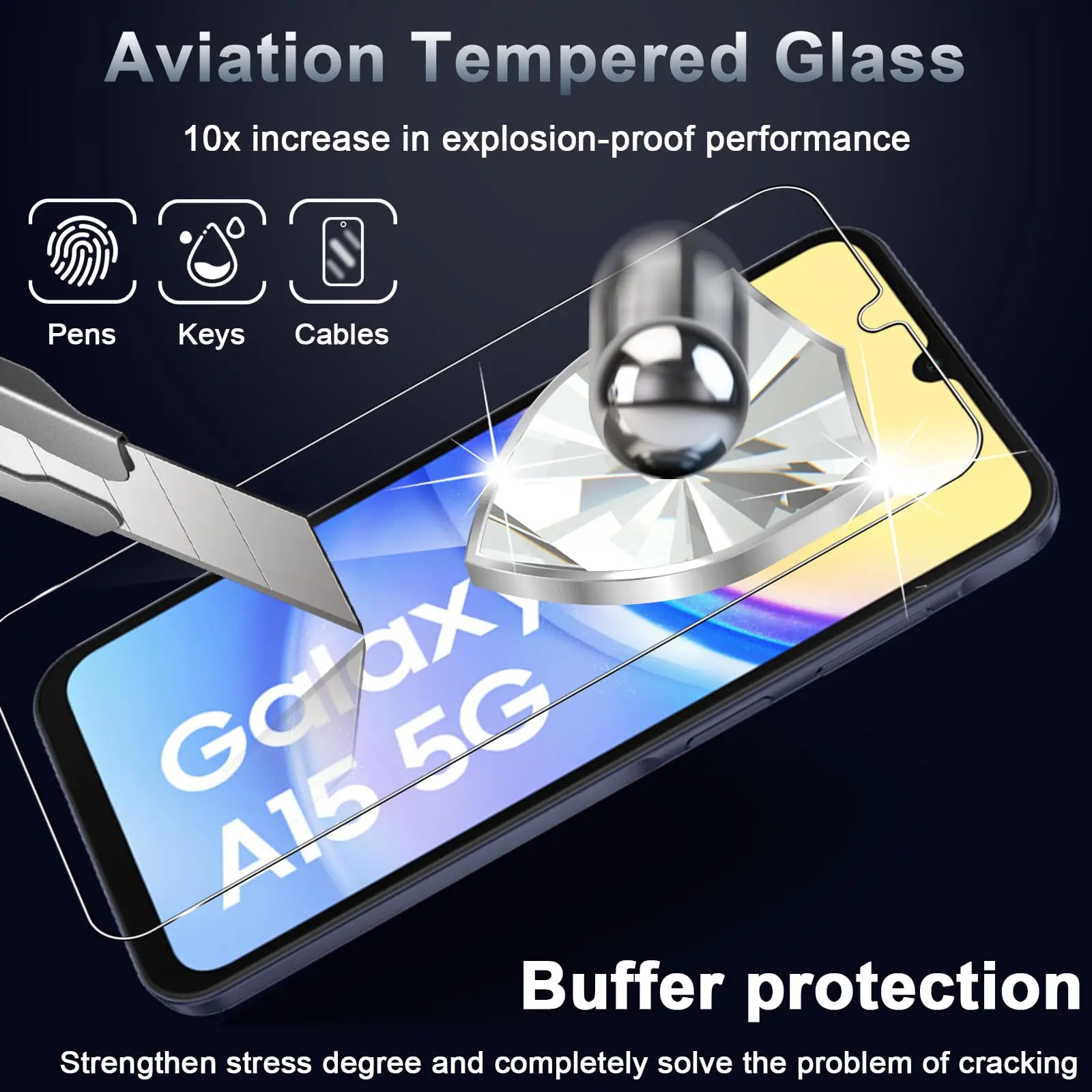 Protecteur d'écran pour Samsung Galaxy A15 4G 5G, 1 à 4 pièces, en verre trempé, Mica Cryatal, anti-rayures, étui amical