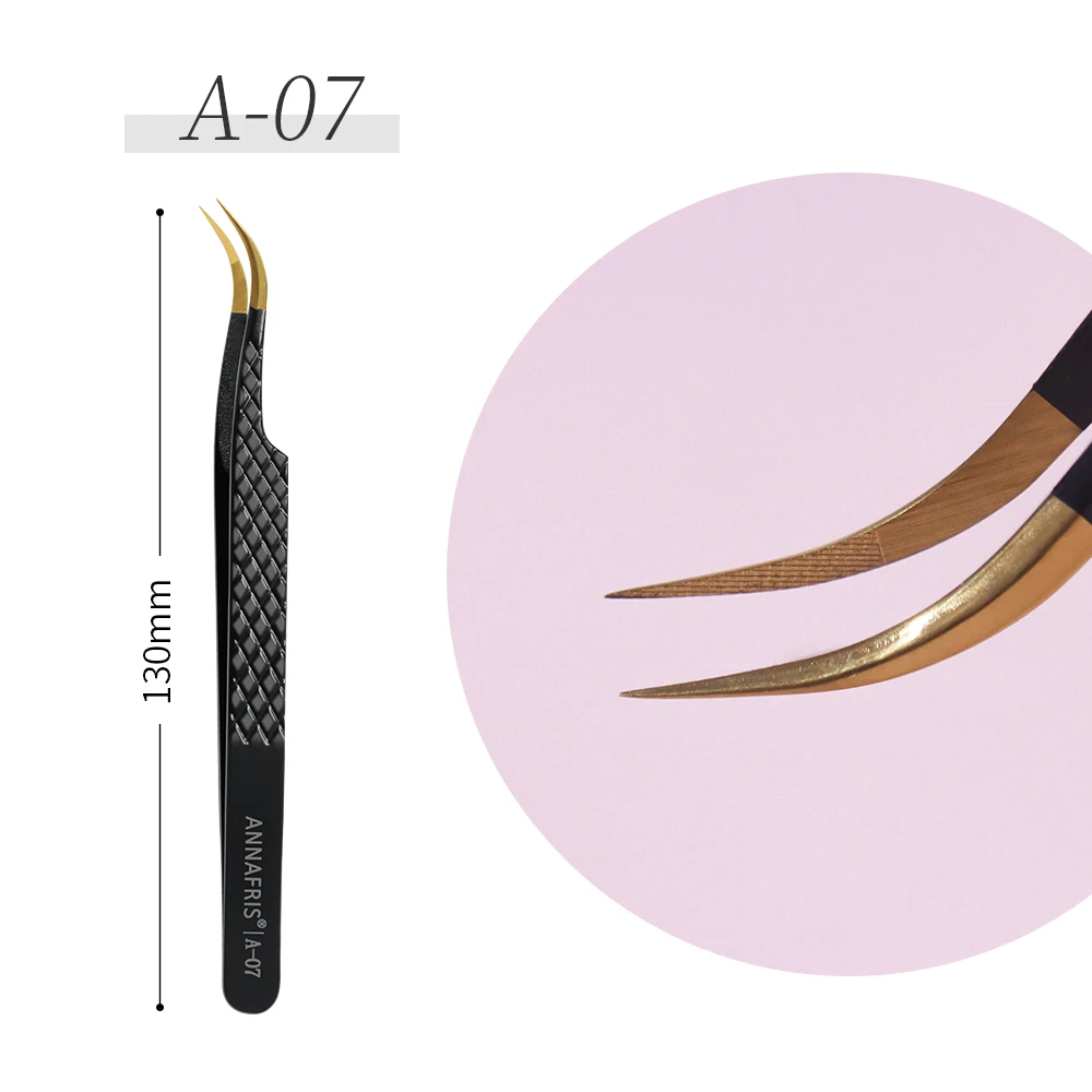 ANNAFRIS High-end Fiber Tip Lash Pincet Roestvrij Staal Rechte Kop Gebogen Tip Wimper Extension Pincet Makeup Tools