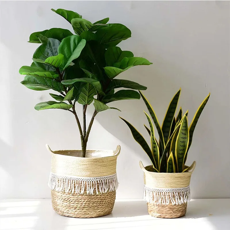 Woven Flower Pot Hand Woven أُصص زهور Decoration Maison Home Decor Jarrones تحف كبيره للمنزل Estantes Para Plantas