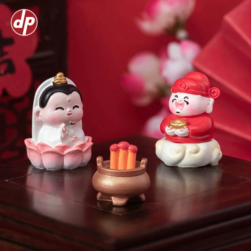 New Year's Small Ornaments Worship Goddess Of Fortune Resin Crafts Desktop Car Fortune Small Ornaments