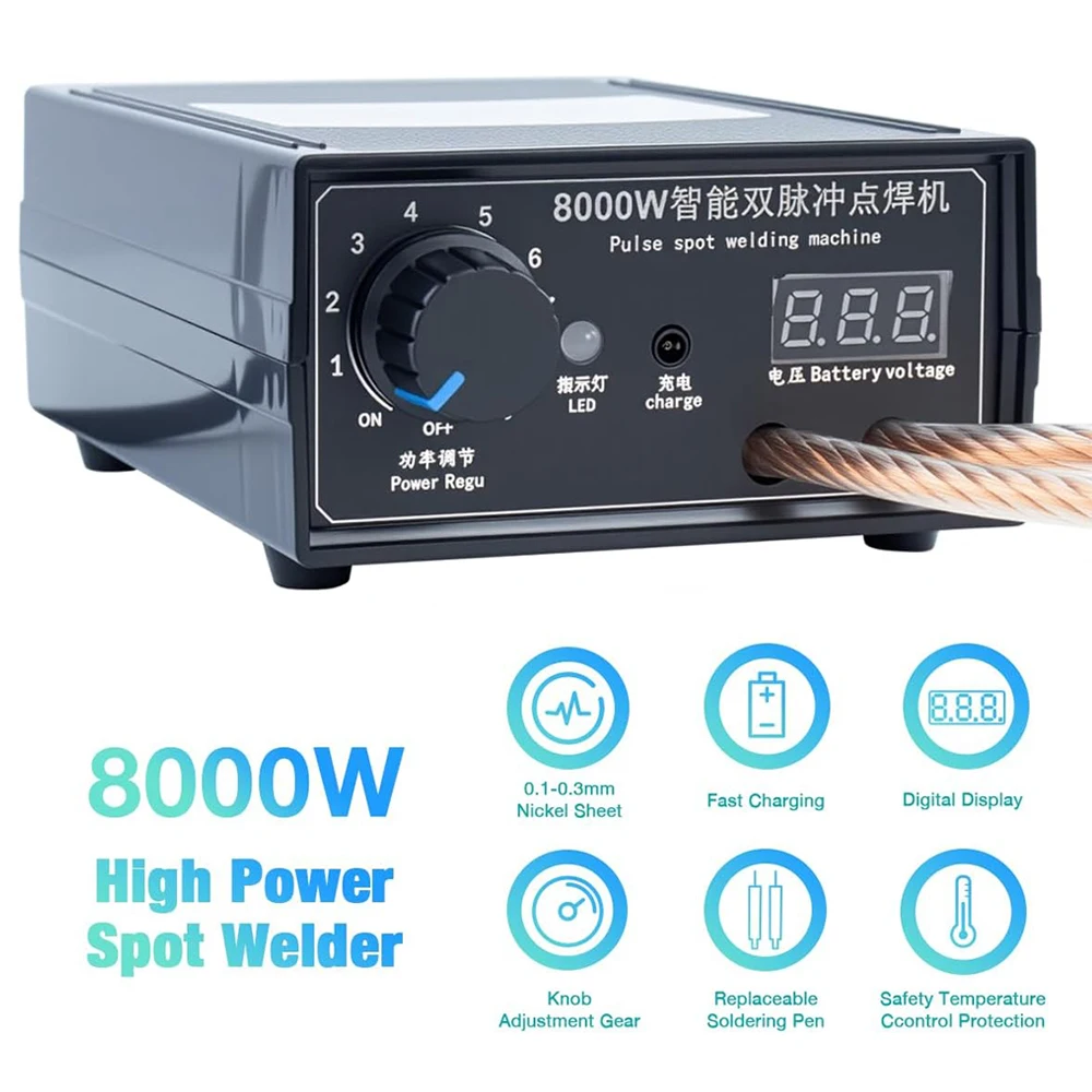 8000W Handheld Battery Spot Welder, Portable DIY Welding Machine, High-Power Spot Welder for 18650 Li-ion Battery
