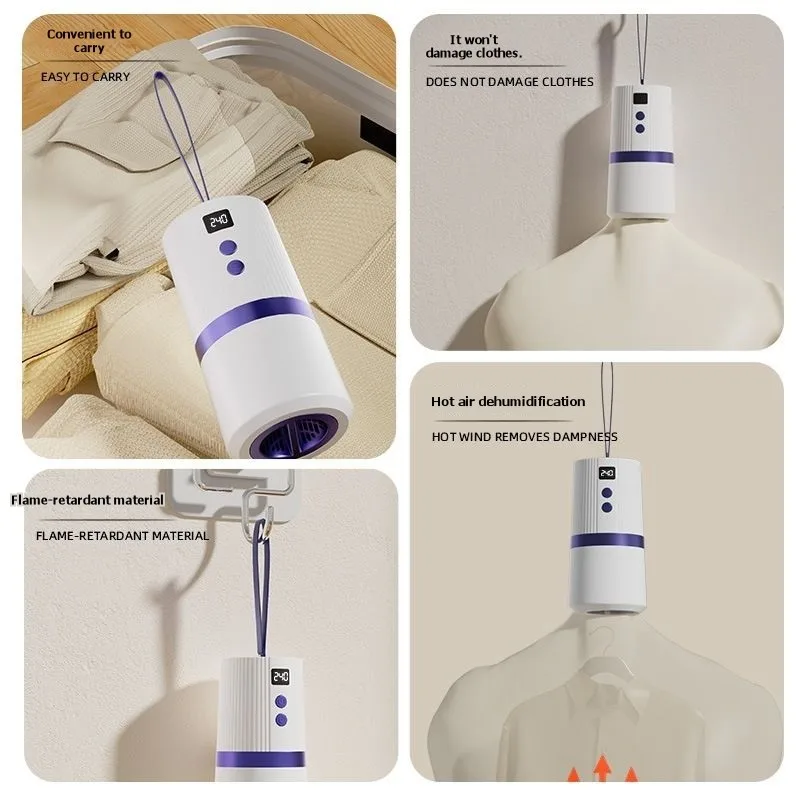 

ABBZ-Портативная дорожная сушилка для одежды — компактная, складная, тихая, быстросохнущая с таймером емкостью 240 минут, вилка европейского стандарта