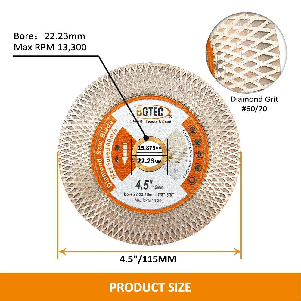 BGTEC-disco de corte de diamante de 4,5 \