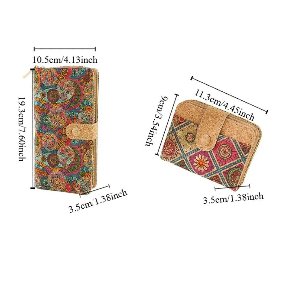 ショートジッパーレトロプリント財布隠しバックルポータブルデザインマルチカードスロット財布カードスロット木目調カードホルダー
