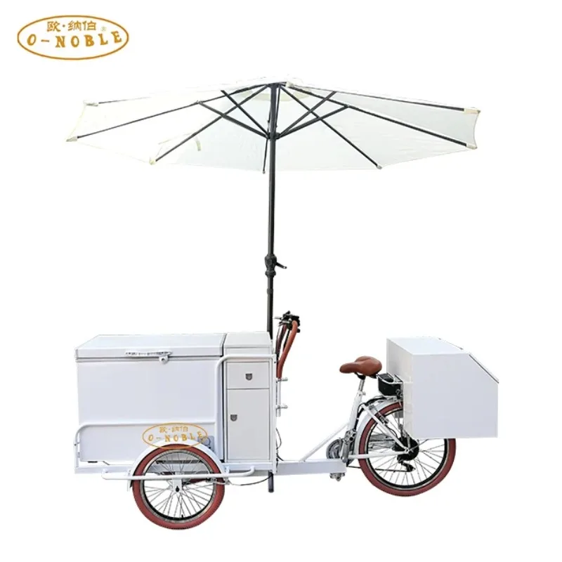 120L Fridge Cargo Tricycle Electric Ice Cream Bike With Aluminium Frame 200-300kg Payload For Cold Drinks Mobile Sale