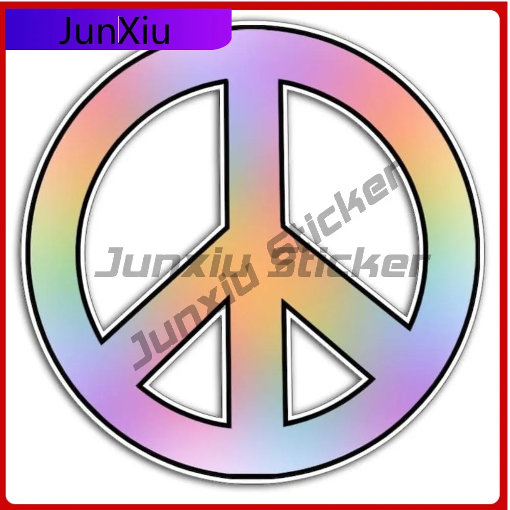 

Pastel Peace Sign Decal Rainbow Gradient Hippie Vinyl Sticker Retro Anti-war Protest Aesthetic Scratch-proof Exterior Decal Acce