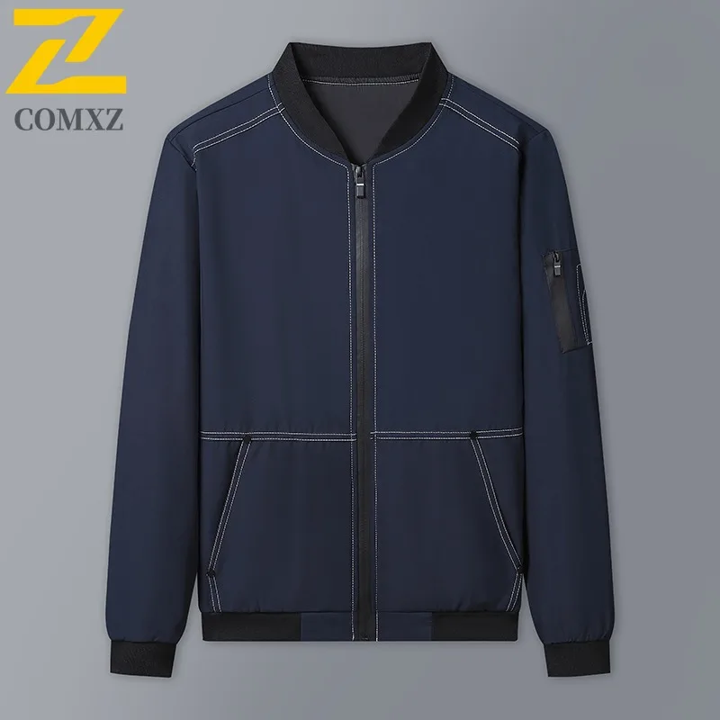 

COMXZ 2025 Мужская куртка, осенняя новая повседневная универсальная модная свободная дорожная бейсбольная куртка против морщин, ветрозащитное легкое пальто