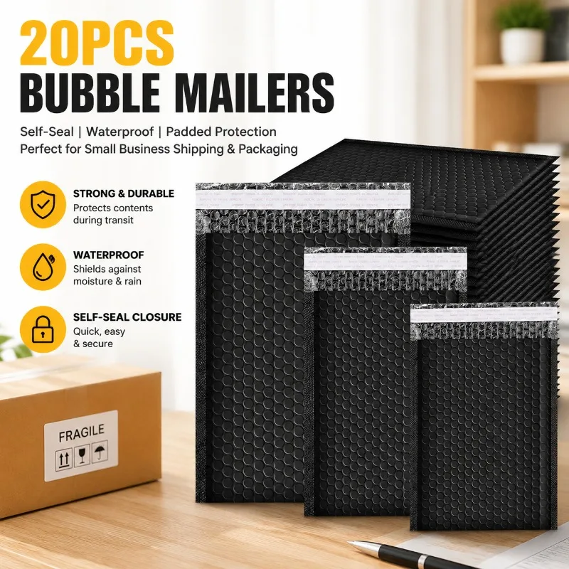 20-envelopes-bolha-pretos-autoadesivos-impermeaveis-acolchoados-para-envio-e-embalagem-de-pequenas-empresas