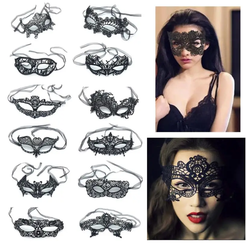 

50pcs/lot Venetian Eyemask Halloween Sexy Woman Lace Mask Fancy Dress Party Costume Ball Carnivals Nightclub Decor Black