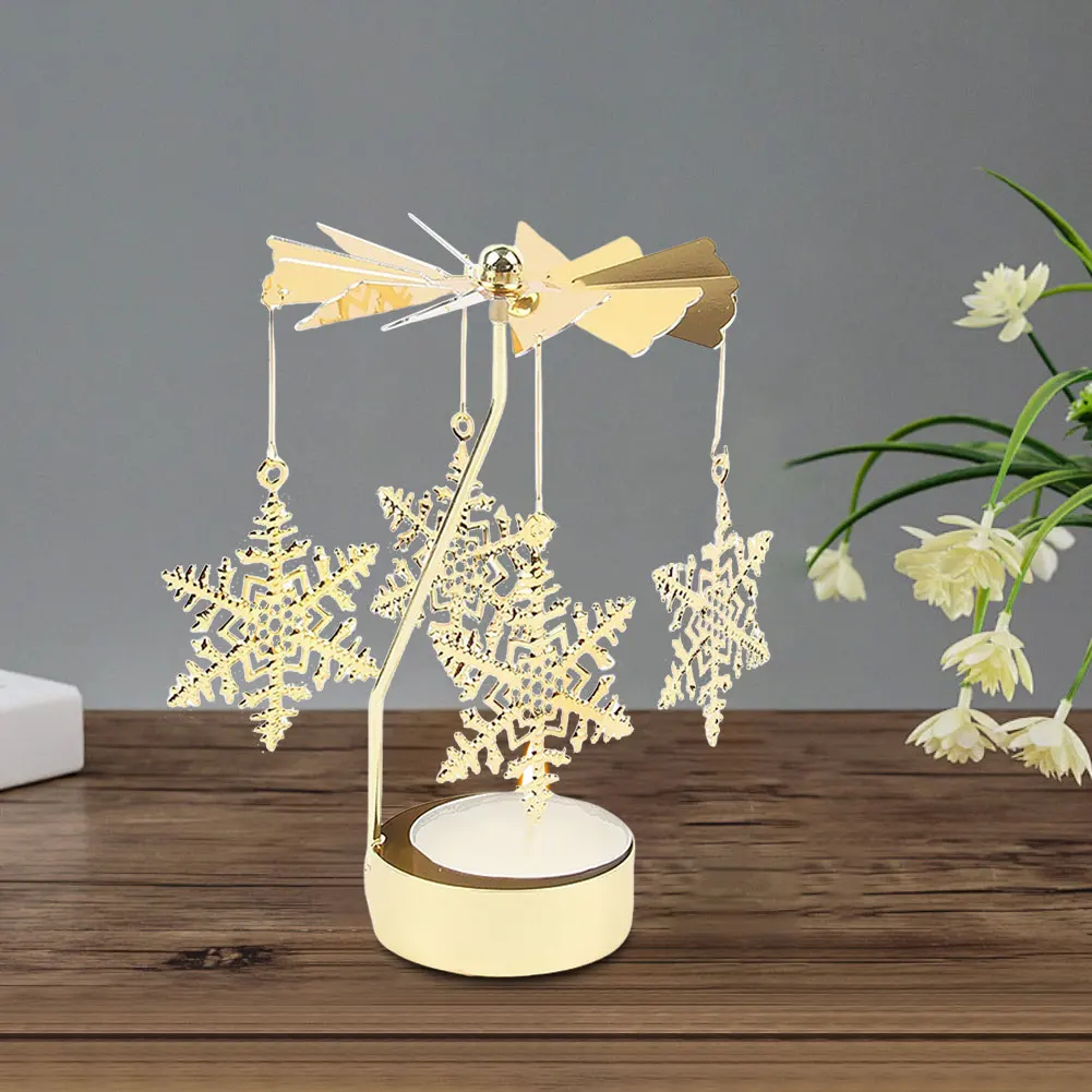 Portacandele rotante in metallo Portacandele a carosello Candeliere a mulino a vento per decorazioni da tavola per feste di Natale, San Valentino