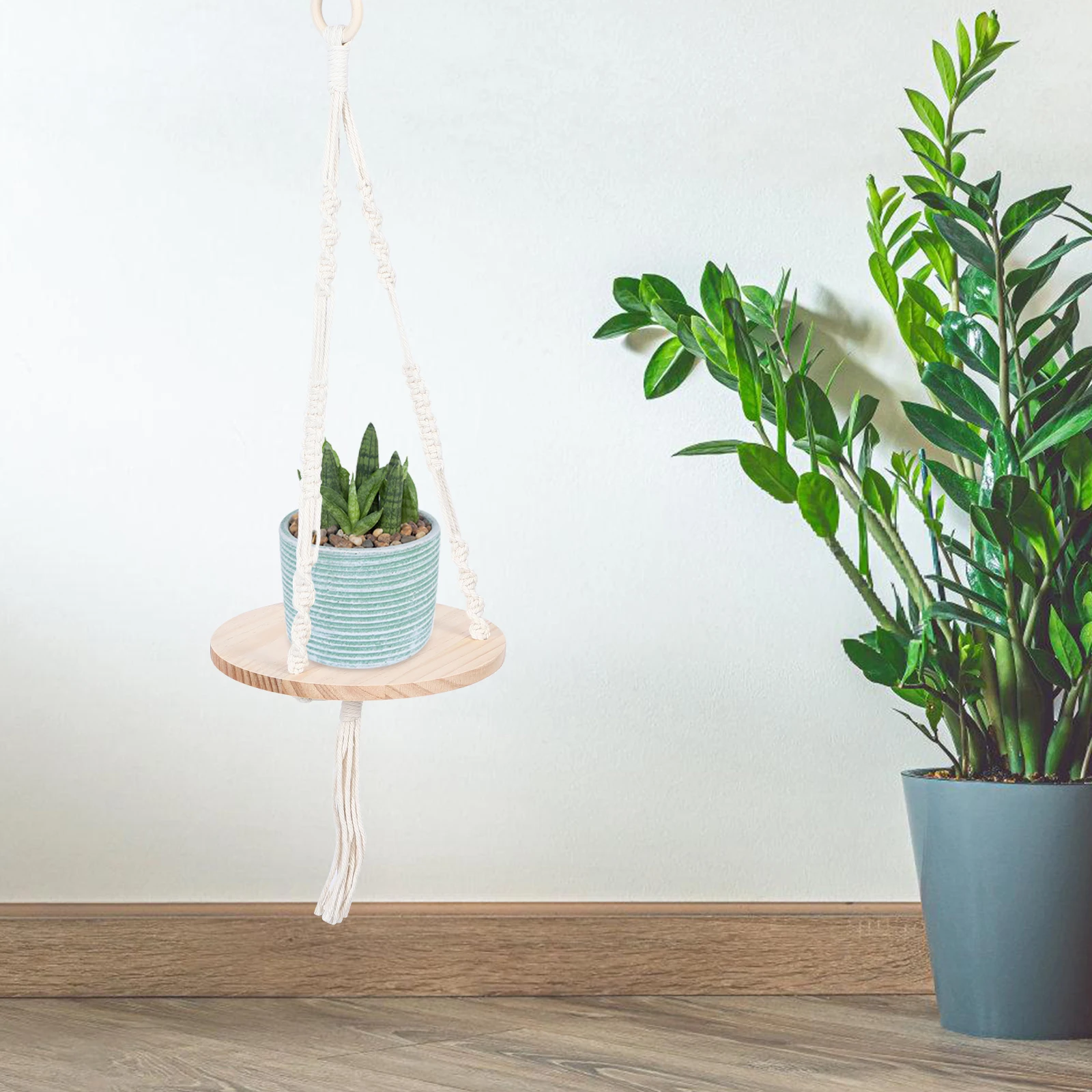 

1Pcs Knitting Cotton Thread Tapestry Flowerpot Rack Hanging Wall Shelf Plant Pot Display Holder Decorative Hanging Rack