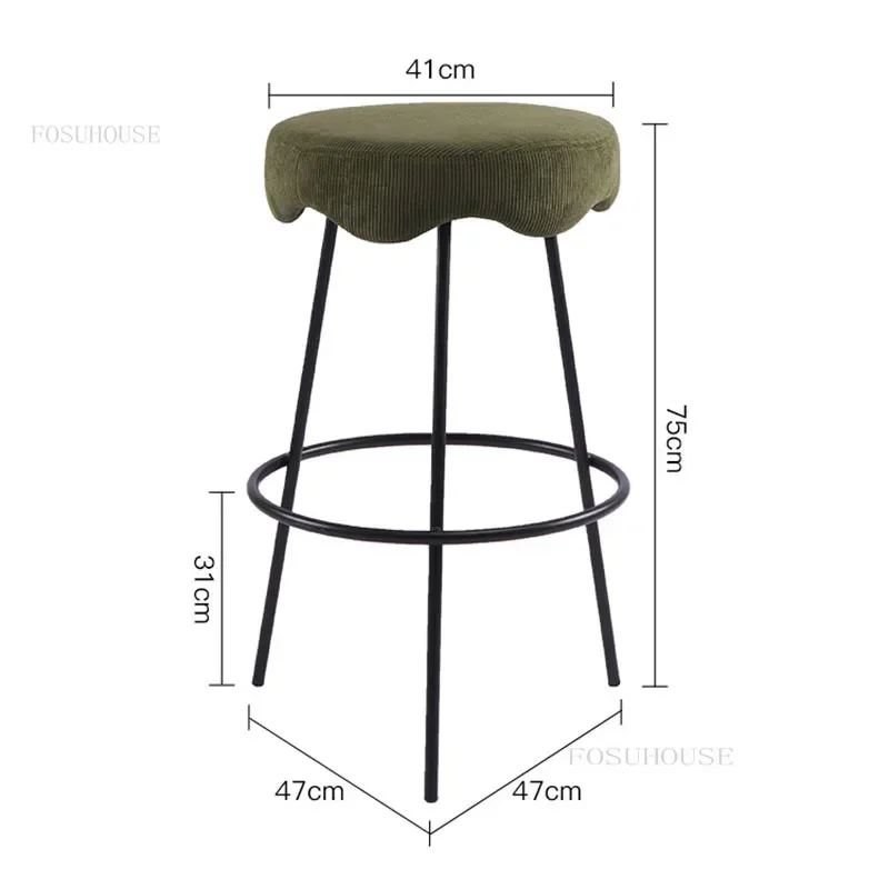 Nordic Wrought Iron Bar Stools for Kitchen Furniture Retro High Stool Modern Minimalist Designer Household Coffee Shop Bar Stool