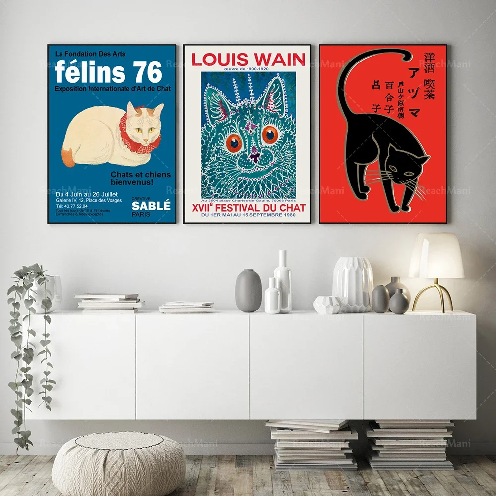 Cat Posters Set of 3 Vintage Cat Exhibition Posters
