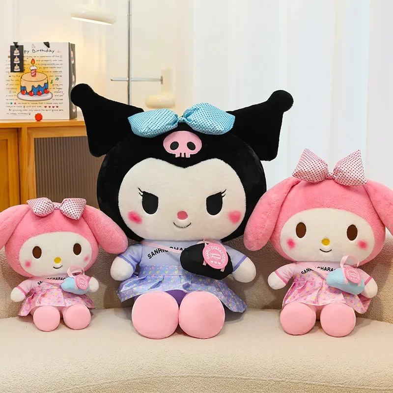 70cm Sanrio Kawaii My Melody Plush Toy Kuromi Stuffed Doll Cute Cinnamoroll Big Cloth Doll for Kids Birthday Xmas Gifts