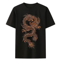 IZEVUS new dragon hot diamond pattern men's short sleeve T-shirt Fashion casual short sleeve T-shirt