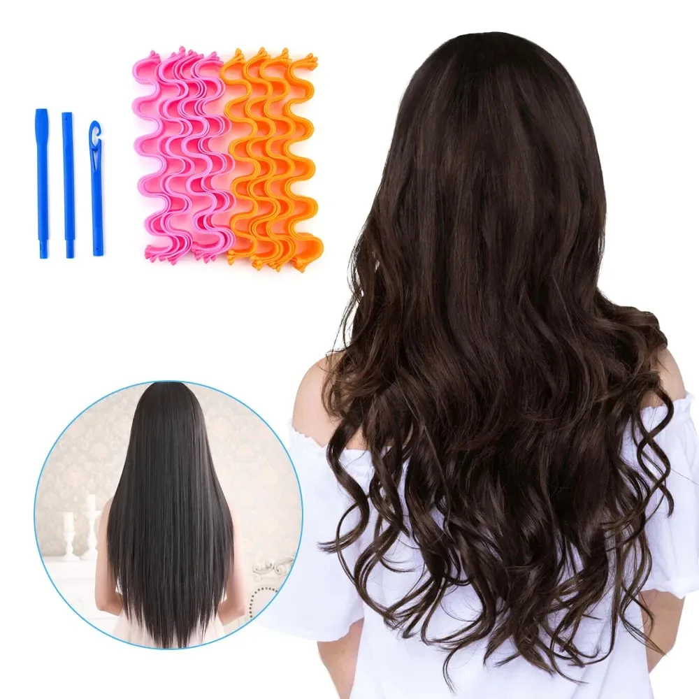 12pcs Heatless Hair Curler No Heat Hair Rollers Soft Curls Curling Rod Roller Sticks Perm Rods Wave Formers Hair Styling Tools