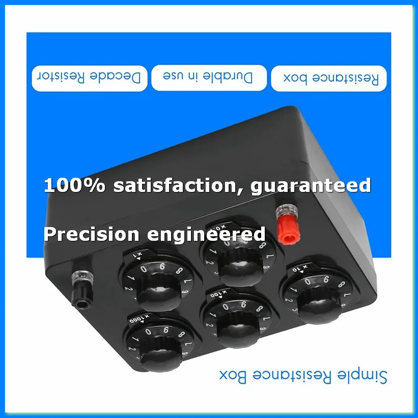 1Pcs Black Resistance Box Iron Variable Decade Resistor 0-9999.9 Ohm for Physical Teaching & 16Pcs Banana Cable Mea-A69M