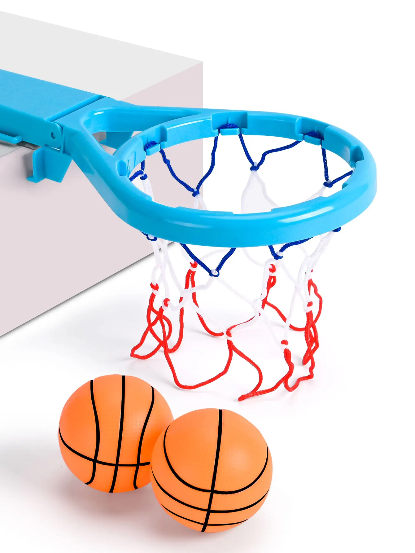 Telaio da basket per bagno a doppio scopo, dotato di 3 palloni da basket, con ventose e cinghie, adatto per più scentari