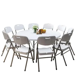 Folding round household dining large round table simple household 10 people round dining small apartment eatin