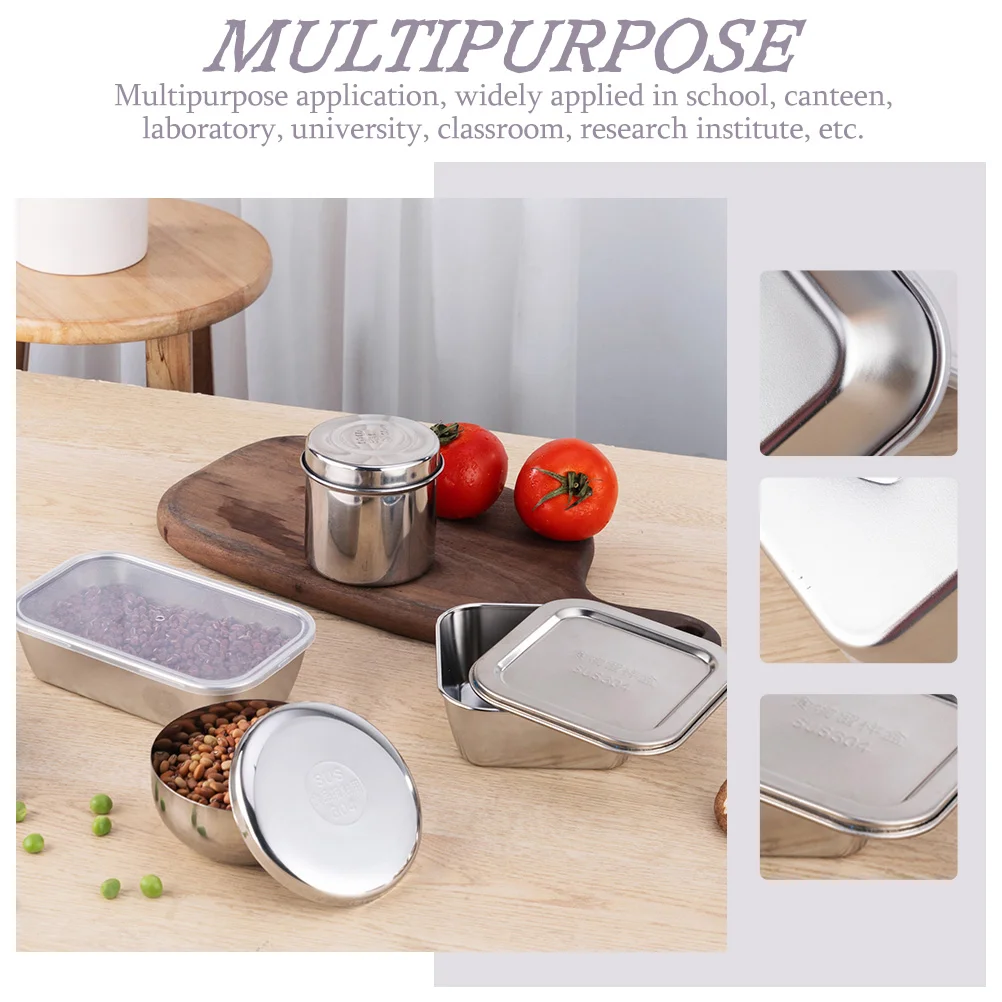 4 Pcs Large Food Containers Kitchen Storage Stainless Steel for with Lids Huge Glass