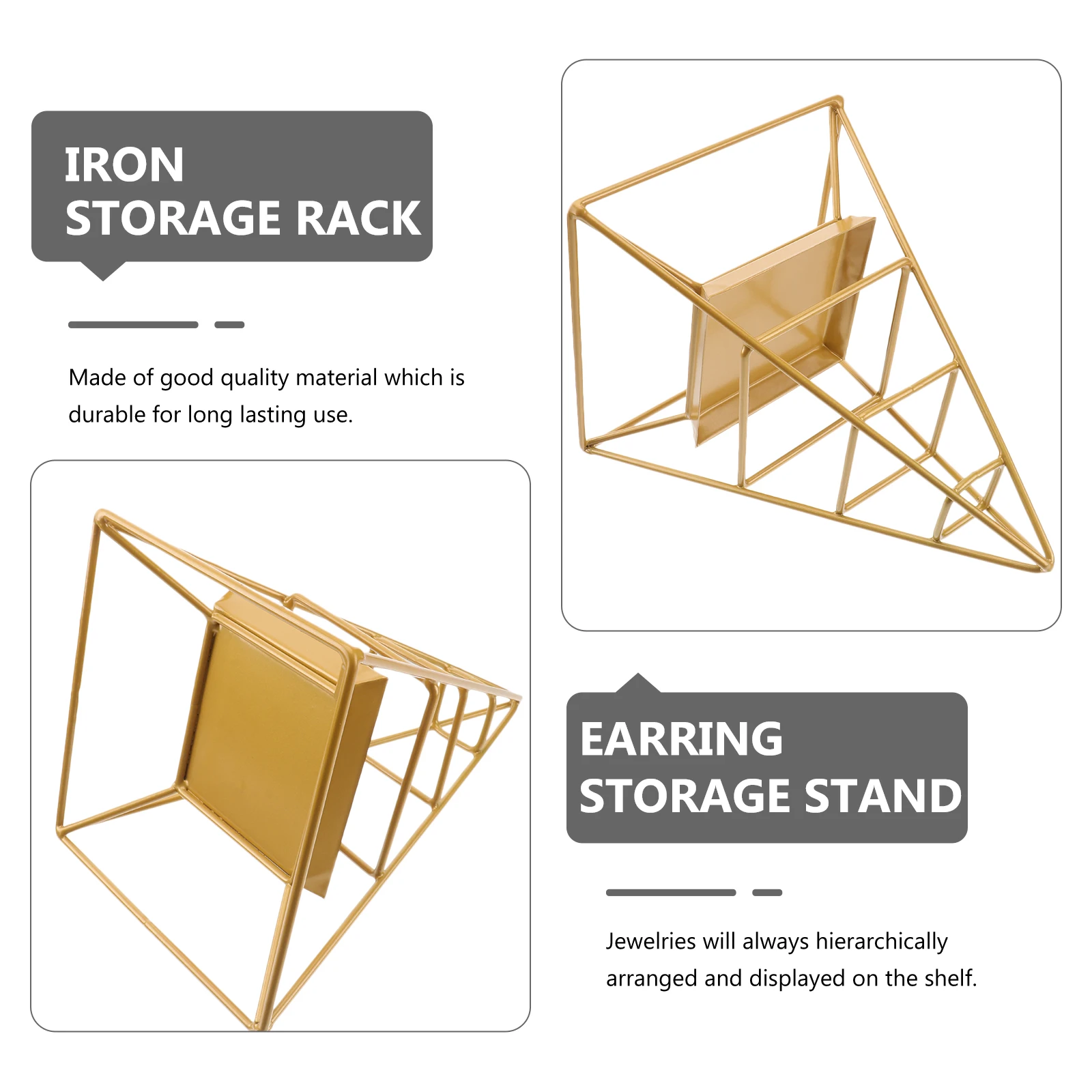 

3pcs Iron Jewelry Storage Rack Display Stand for Earrings Bracelets Necklaces Coated Metal ganizer Simple Stylish Home