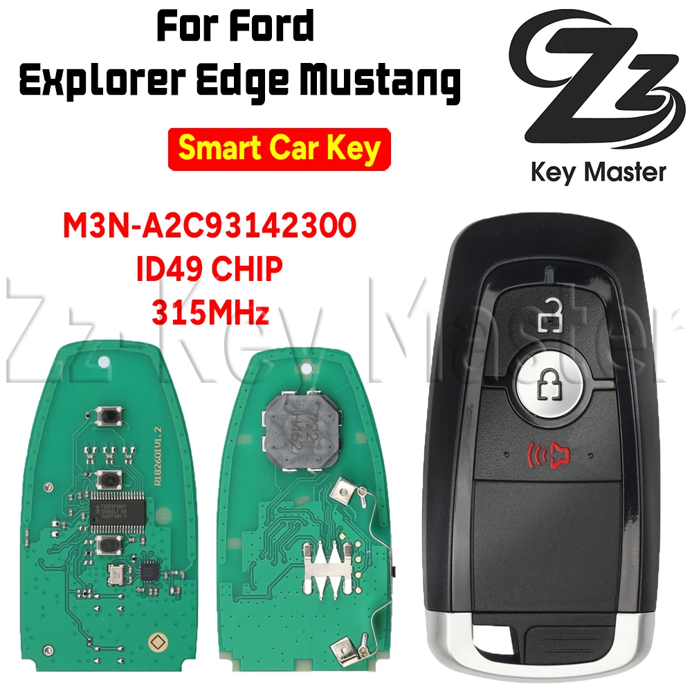

Zz Key Master Smart Card Key M3N-A2C93142300 ID49 ЧИП 315 МГц для Ford Explorer Edge Mustang Fusion Smart Remote Key 3/4 кнопки