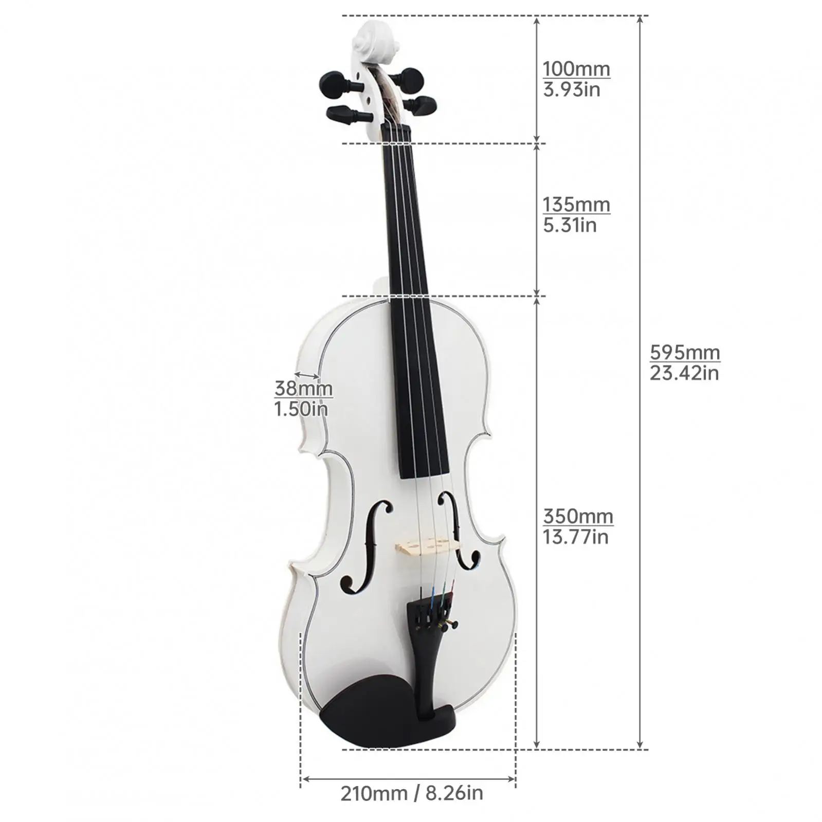 4/4 Full Size Solid Wood Acoustic Violin for Violin Beginner with Bow / Case White / Blue / Pink Color Fiddle