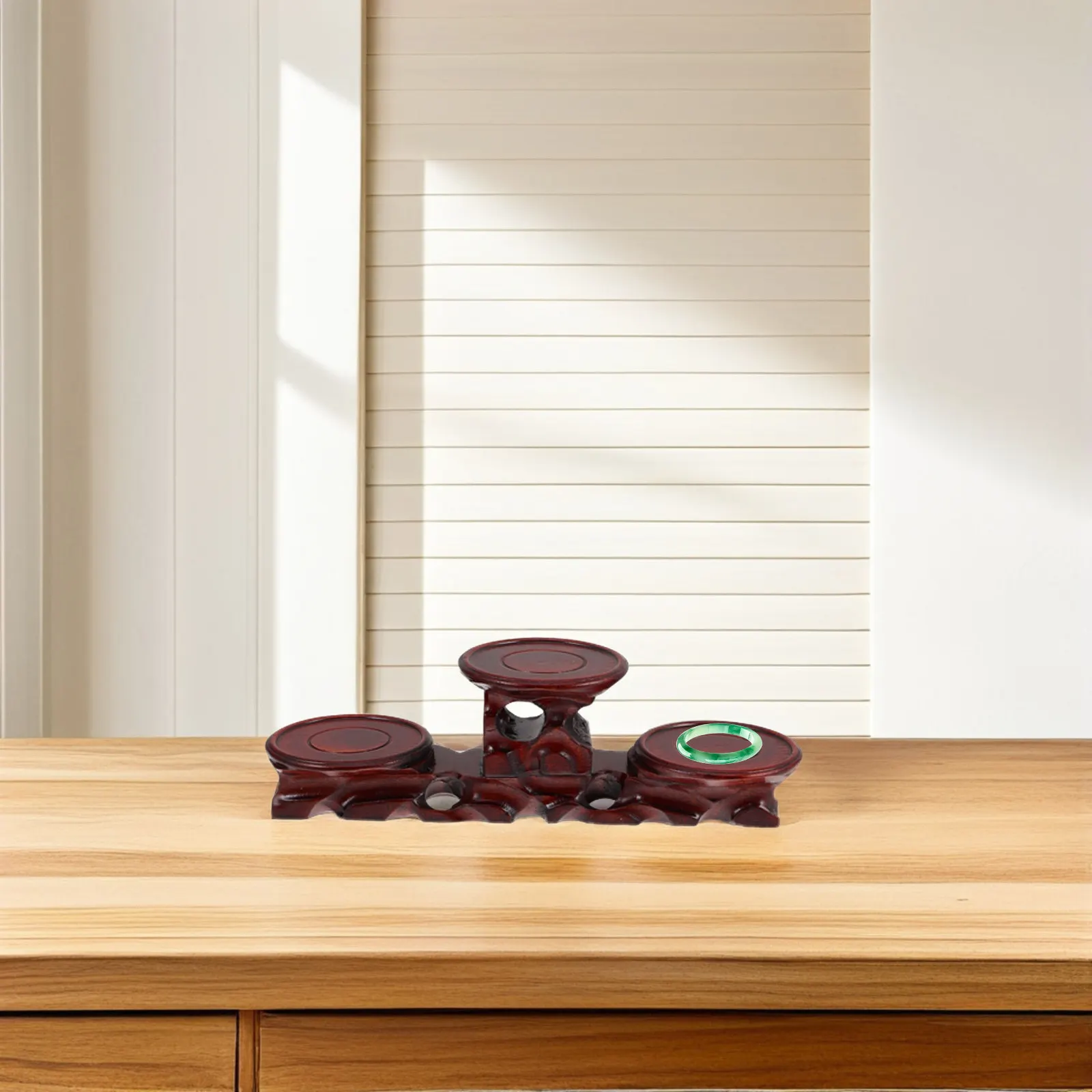 Solid Wood Round Pedestal Holder for Teapot Bonsai Statue Display Elegant Minimalist Wooden Base Home Kitchen Decor Accessory