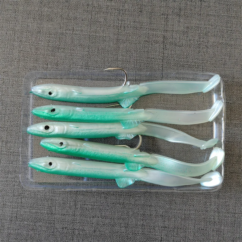 MUKUN 5PCS Aal Shad Angelköder 115mm/4g Weichköder mit scharfen Haken Set für Bass Fishing Rig Sinker Soft Bait Wobbler Pesca – Detail 10