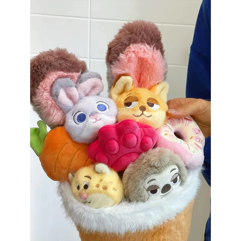 Oryginalny Nowy Bukiet Lalek Disney Zootopia2 Judy Nick Koty Prezent na Boże Narodzenie Urodziny Bukiet Lalek Wieczny Kwiat Pluszowa Zabawka