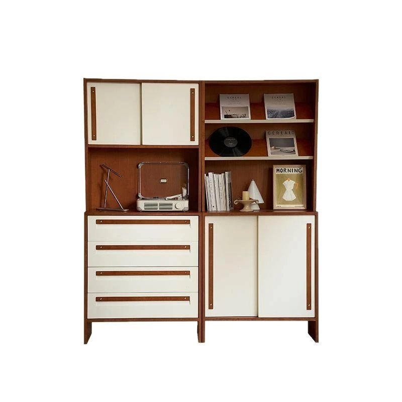 

Medieval bookcase combination module cabinet retro solid wood storage cabinet