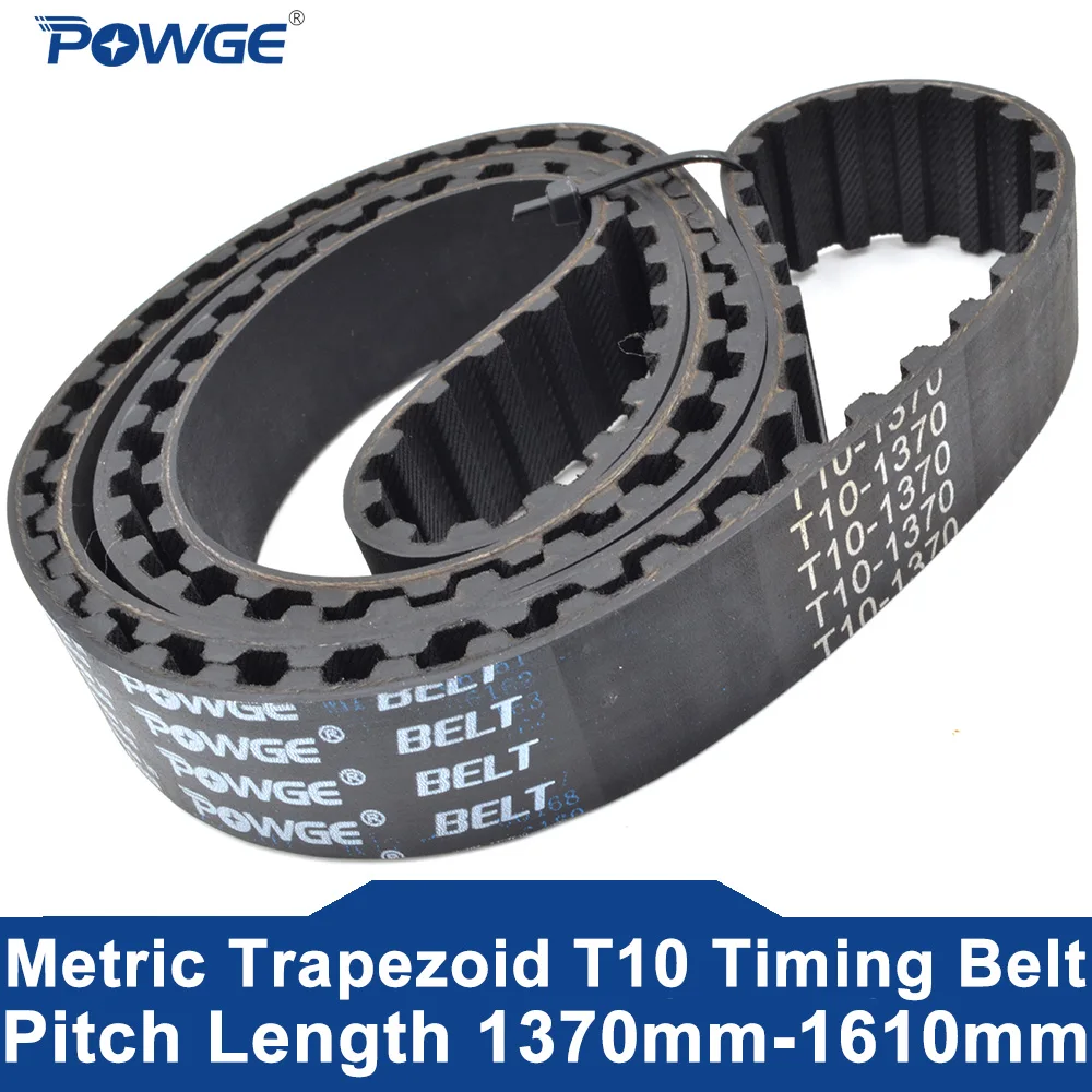 

POWGE T10 Timing belt Lp=1370 1380 1390 1400 1410 1420 1440 1450 1460 1470 1480 1500 1560 1580 1600 1610 Width 10-50mm Rubber