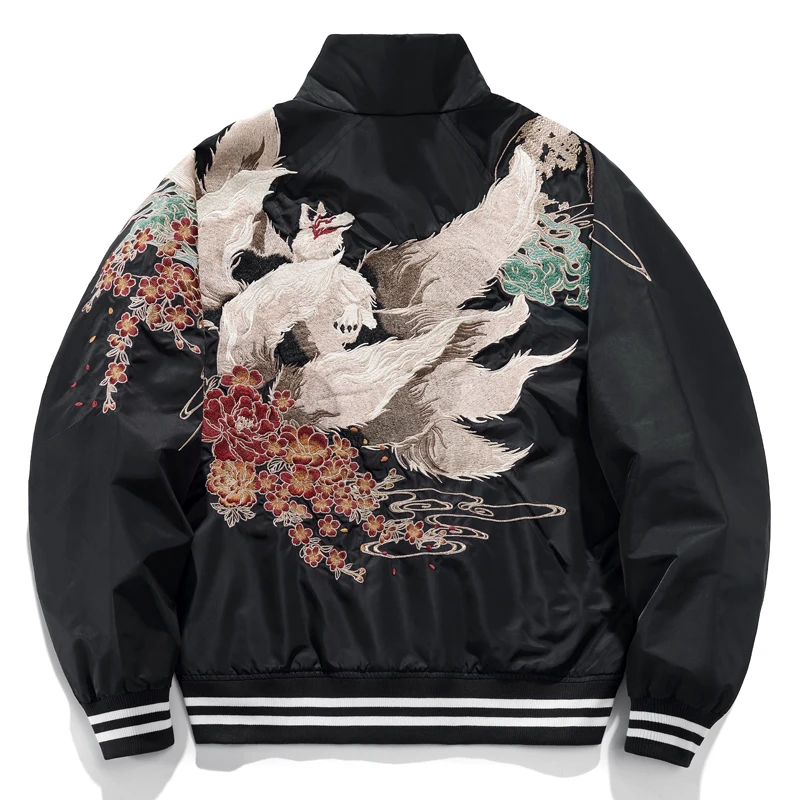 

Spring Autumn 2024 New Faion Brand Embroidered Men's Jaet Nine-Tailed Embroidery Horizontal Yokohama Heavy Industry B...