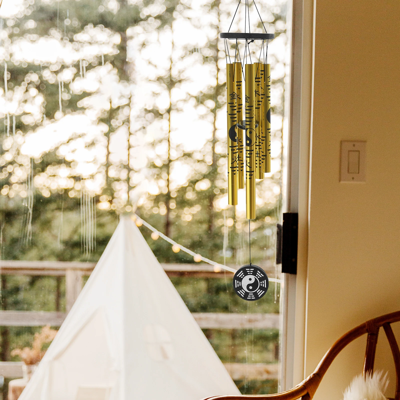 

Metal Decor Style Durable Chinese Bagua Pendant Hanging Hanging Home Wind Chime Bell Indoor Wind Chime Garden Patio
