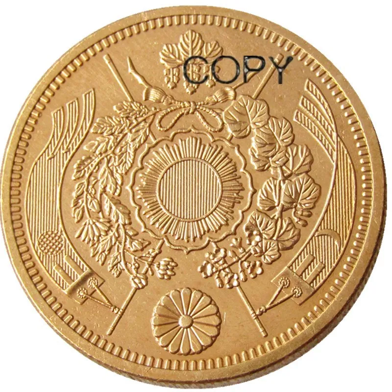 JP(22)Japan 20 Yen Gold-Plated Asian Meiji 10 Year Copy Coin