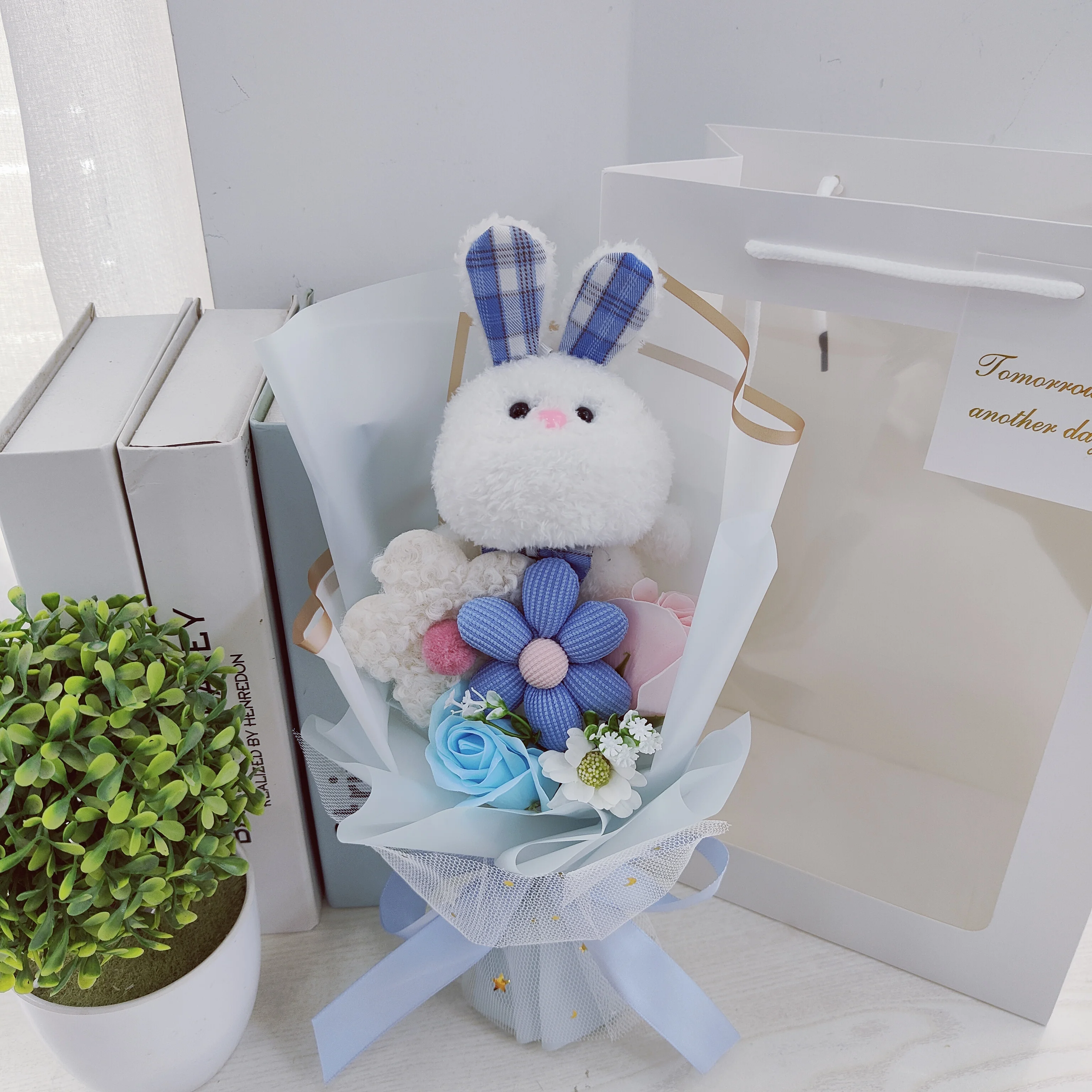 kawaii Teddy Bear Stuffed Animal Plush Toy Bear Flower Bouquet Gift Box Graduation Birthday Valentine's Day Christmas Gifts