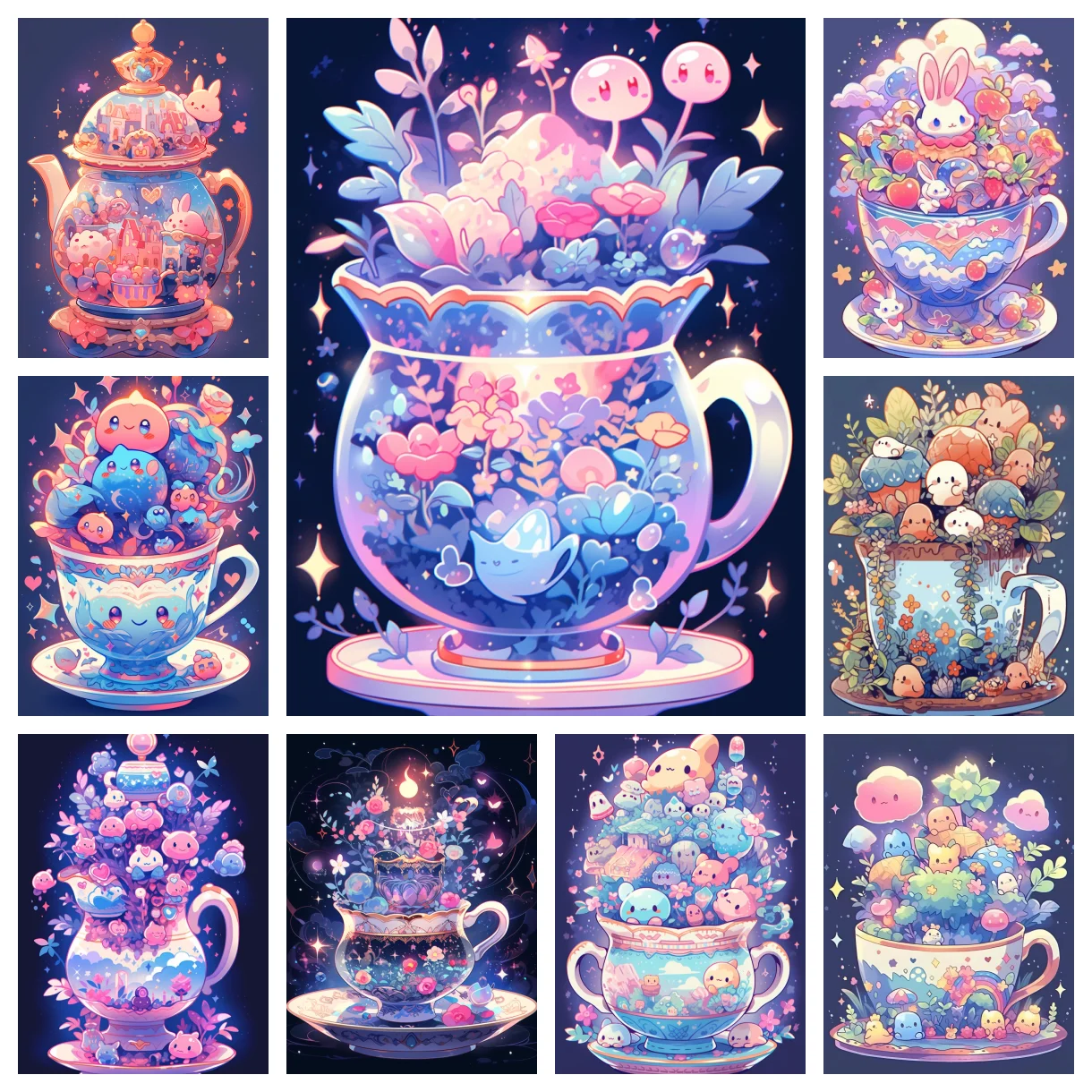 

Kawaii Magic Teacup Cute DIY AB Diamond Painting Kit Embroidery Mosaic Lovely Art Home Decoration Cross Stitch Crafts Child