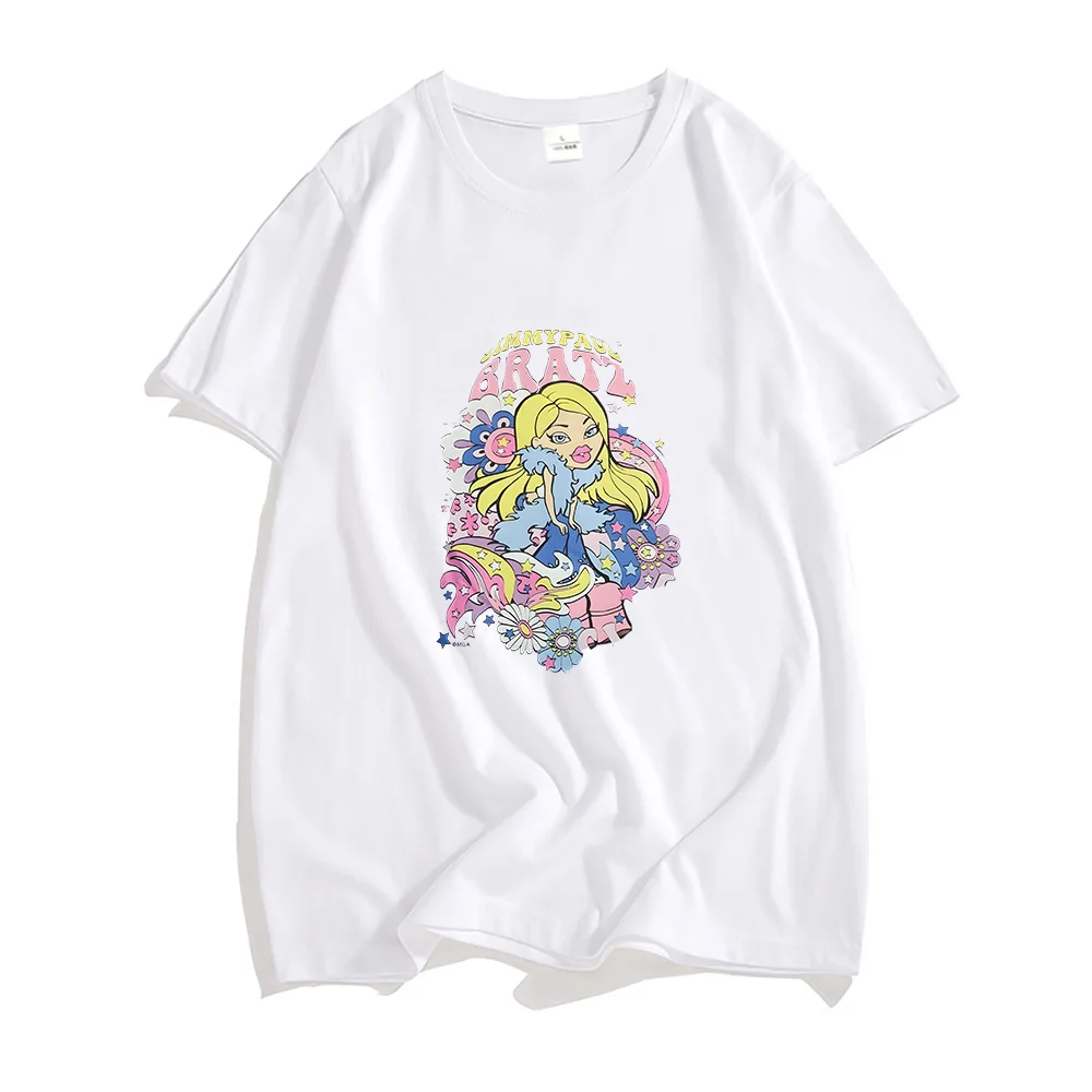 Bratz Tshirts 100% Pure Cotton T-shirt Cartoon Movie Tees Unisex Fashion Anime Clothes Graphic T Shirts Summer Oversized Shirt