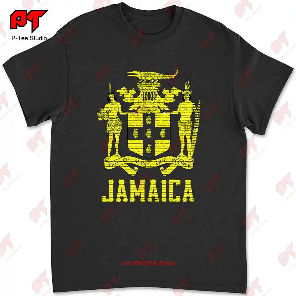 Jamaica Distressed Jamaican Coat Of Arms National Symbol T-shirt GV7M