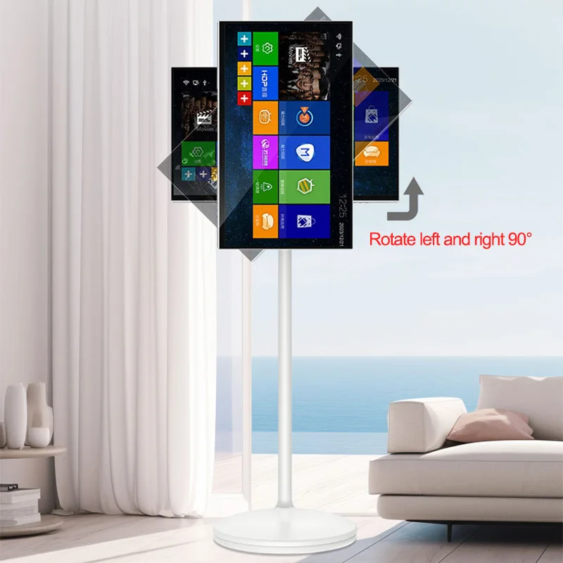 Touch Screen 32 Inch Android Smart TV Stand 10000mAH High-Battery 8+128G 4K UHD Device Rotatable Movable Monitor for Gym Live