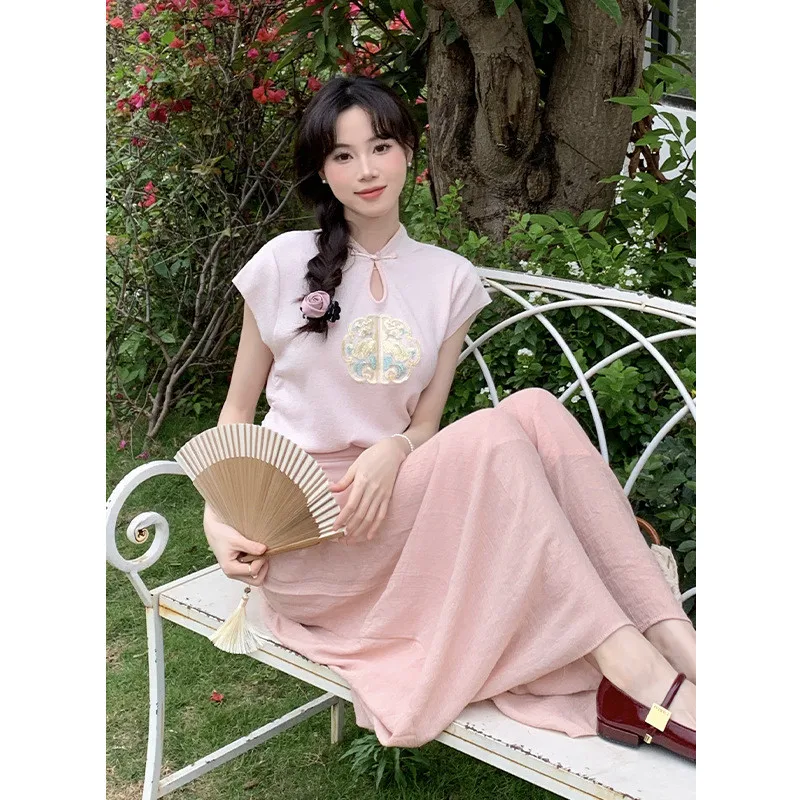 シルクのような薄手のコットンリネンワイドレッグドレープスカートパンツ、実価格、夏の新作、伸縮性ウエスト、韓国風、通勤、風通しの良い、女性用...