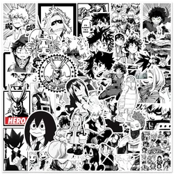 50PCS Anime Black and White My Hero Academia Graffiti Waterproof Sticker Creative Decoration Guitar Playing and Singing Helmet