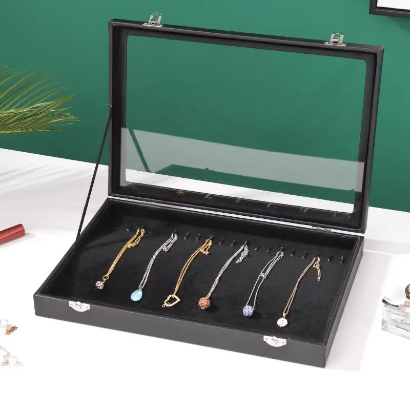 Wood Jewelry Box Organizer Bracelet Earrings Jewelry Boxes Storage for Women Ring Necklace Transparent Skylight Tray Display