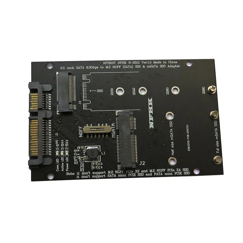 M2 to SATA Adapter M.2 mSATA SSD Riser Board SATA M.2 NGFF mSATA SSD to SATA3.0 2.5 Adapter mSATA to SATA Adapter SSD For Laptop