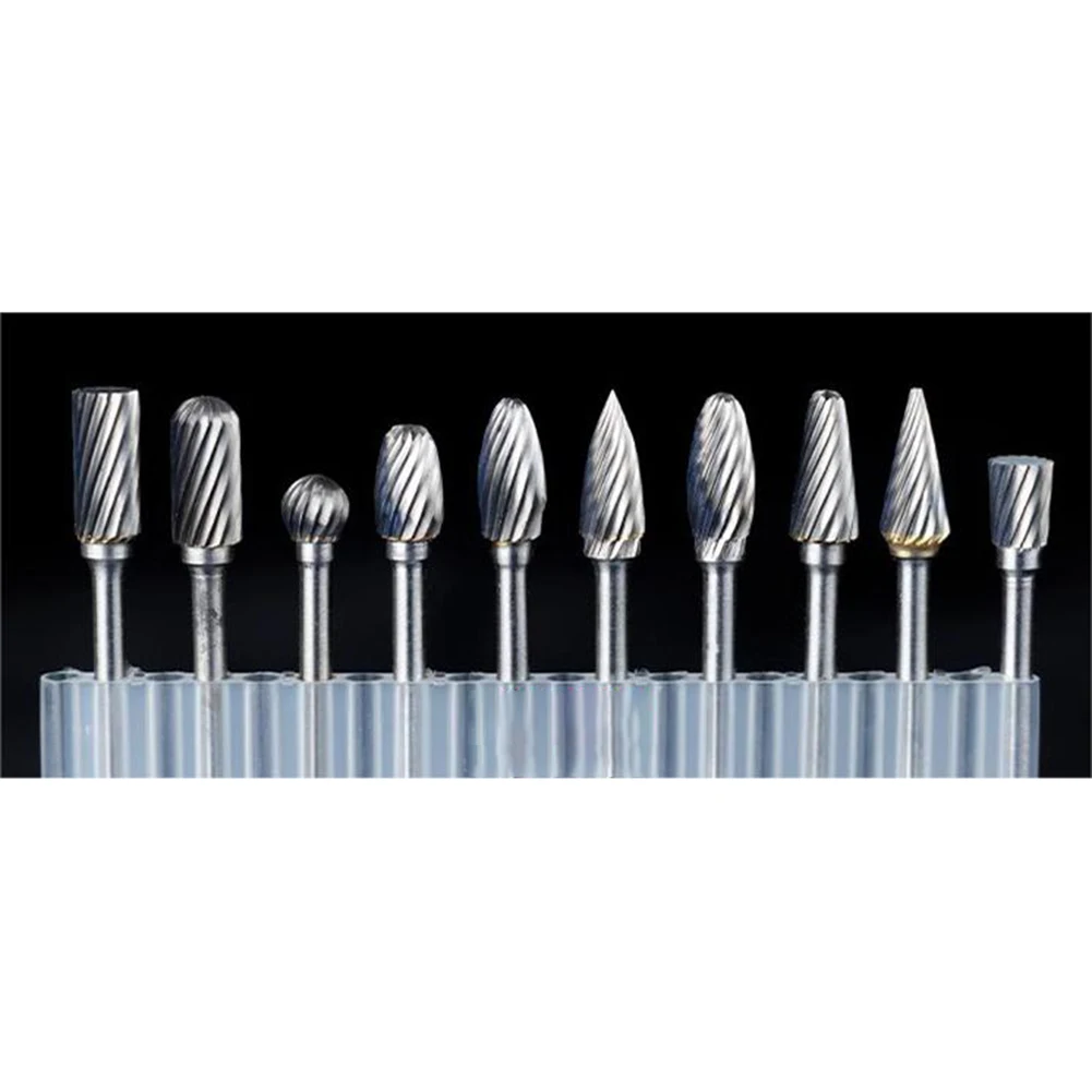 10Pcs Tungsten Carbide Double Cut Rotary Point Burr 1/8" Shank Fit Rotary Tools Die Grinder Shank Rotary Burr Tools