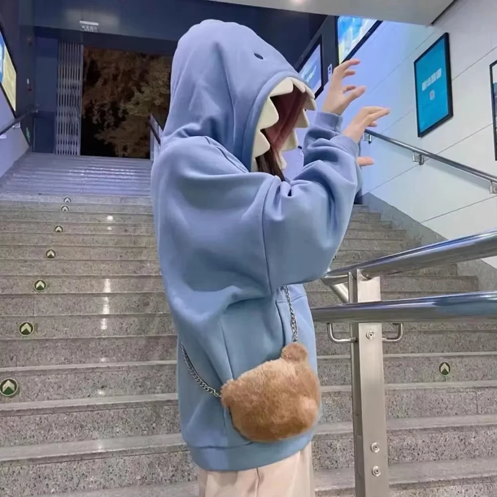 خريف شتاء جديد مضحك القرش المرقعة هوديس الرجال والنساء Kawaii البلوز موضة بلوزة كاجوال المدرسة المتضخم الملابس
