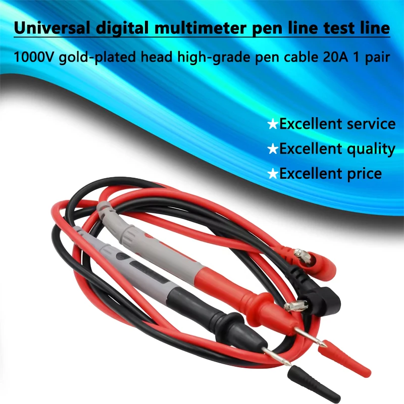 Universal digital multimeter pen line test line 1000V gold-plated head high-grade universal meter pen line pen cable 20A 1 pair