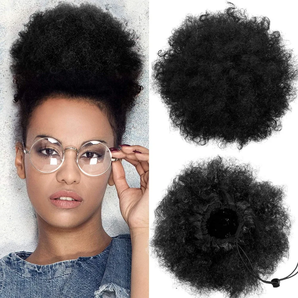 

Afro Puff Drawstring Ponytail Extension Piece For Women Short Curly Hair Bun Extensions Synthetic Hair Piece Afro Bubble